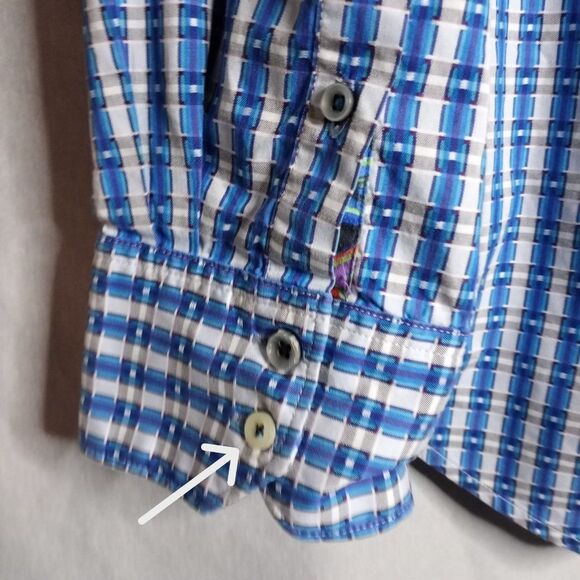 Robert Graham Classic Fit Men's Sky Blue Plaid Button Down Long Sleeve Shirt 2XL - Picture 8 of 11